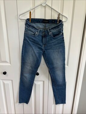 Lucky BrandStella Skinny Blue Cropped Skinny Jeans with Raw Hem